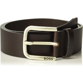 BOSS Men's Smooth Leather Engraved Buckle Casual Belt