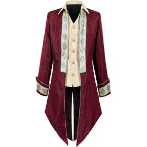 IWQBQ NUBYYA Men's Pirate costume Medieval Steampunk Tailcoat Gothic Retro Jacket Halloween costume in Kuwait