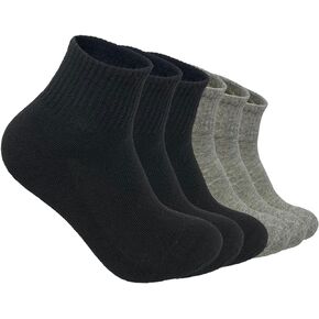Glory Max 6 Pairs Men Cotton Solid Athletic Ankle Quarter Socks with Cushioning