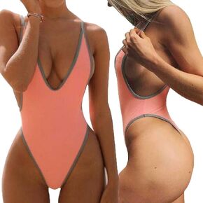 ALLureLove Swimsuits for Women Sexy Monokini Deep V One Piece Bathing Suits Backless Cheeky Swimwear Semi Thong Bikini in Kuwait