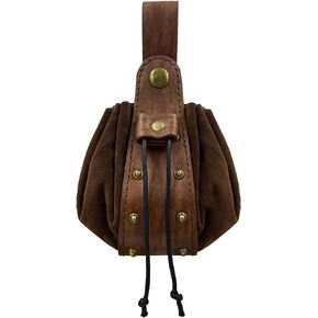 JAOYU Leather Drawstring Pouch Nordic Embossed Belt Bag Leather Belt Pouch Medieval Leather Pouch Coin Purse Renaissance Pouch Bag for Men Women