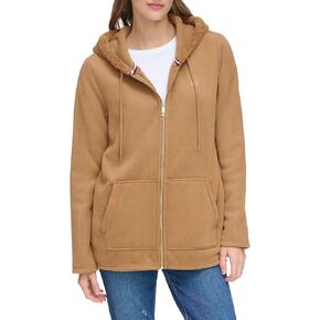 Tommy Hilfiger Women's Soft Sherpa Zip Jacket, Tobacco Brown in Saudi Arabia