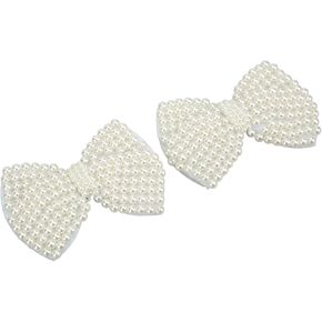 Atyhao Personalized Fashion Women Shoe Clips, 2Pcs Pearl Shoe Flower for Boots Sandals Shoe Clips Rhinestone (Pearl Bow)