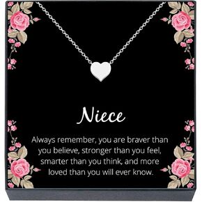 هدايا عيد الميلاد sheridanStar لابنة أخت، قلادة مجوهرات على شكل قلب صغير هدية من العمة أو العم ''أنت شجاع، أذكى، أقوى، هدايا عيد ميلاد محبوبة لابنة أخت in Kuwait