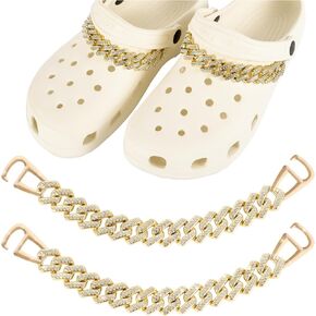 Arugaga Bling Shoe Charms Chains, Alloy Crystal Chains with Rhinestone for Clog Shoes Shoe Decoration DIY Women Girls Party Gifts Girls Sandals and Casual Shoes in Kuwait
