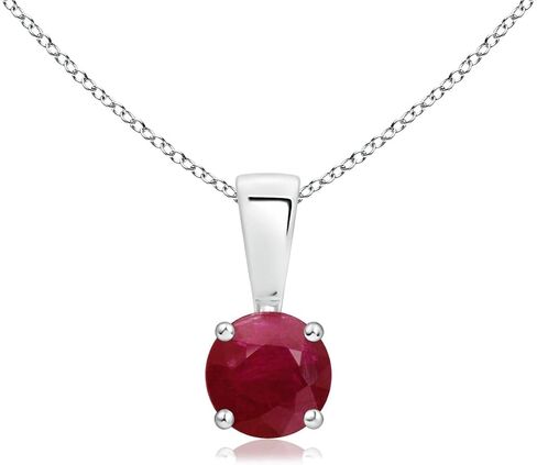 Angara Natural Ruby Classic Round Solitaire Pendant Necklace in 14k Solid Gold for Women, Girls with 18" Chain | July Birthstone Jewelry Gift for Her in Saudi Arabia
