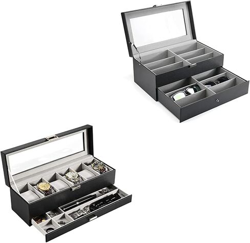 ProCase Sunglass Organizer Bundle with 6 Slots Watch Box with Drawer in Saudi Arabia