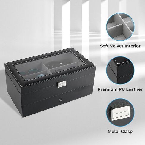 ProCase Sunglass Organizer Bundle with 6 Slots Watch Box with Drawer in Saudi Arabia