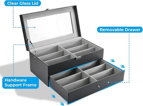 ProCase Sunglass Organizer Bundle with 6 Slots Watch Box with Drawer in Saudi Arabia