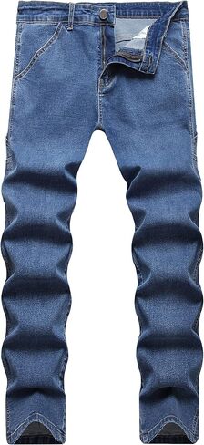 بنطال جينز LONGBIDA للرجال ذو قصة مريحة وكلاسيكية مستقيمة الساق in Kuwait