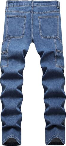 بنطال جينز LONGBIDA للرجال ذو قصة مريحة وكلاسيكية مستقيمة الساق in Kuwait