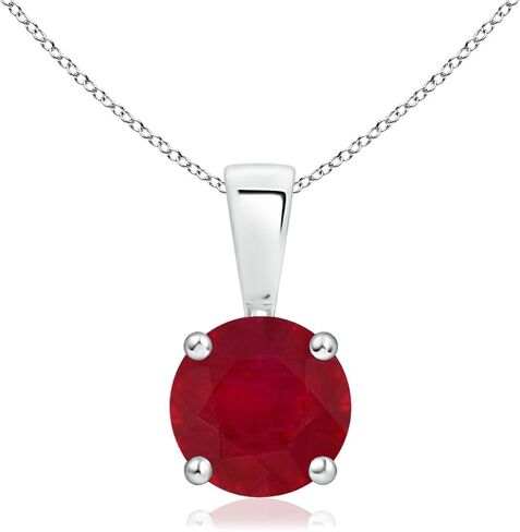 Angara Natural Ruby Classic Round Solitaire Pendant Necklace in 14k Solid Gold for Women, Girls with 18" Chain | July Birthstone Jewelry Gift for Her in Saudi Arabia