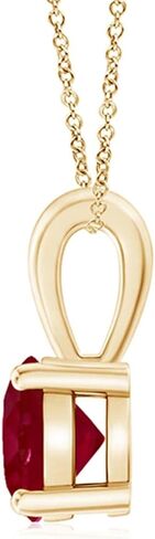 Angara Natural Ruby Classic Round Solitaire Pendant Necklace in 14k Solid Gold for Women, Girls with 18" Chain | July Birthstone Jewelry Gift for Her in Saudi Arabia