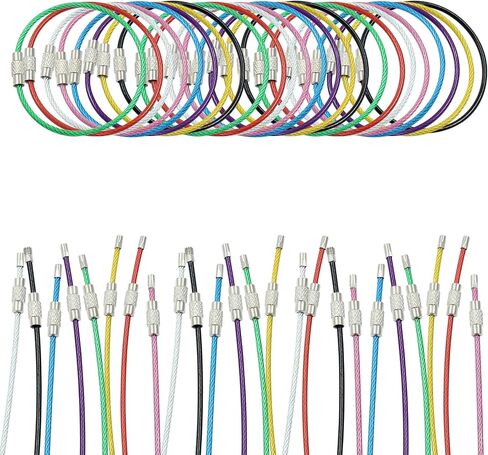 24 Pcs Durable Stainless Steel Cable Wire Key Chain - 1.5mm Thickness Key Rings for Travel, Luggage Tags, Outdoor Activities - 6 Inch Length for Easy Hanging and Security（Mix Color） in Saudi Arabia