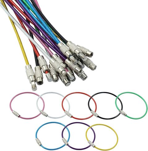 24 Pcs Durable Stainless Steel Cable Wire Key Chain - 1.5mm Thickness Key Rings for Travel, Luggage Tags, Outdoor Activities - 6 Inch Length for Easy Hanging and Security（Mix Color） in Saudi Arabia