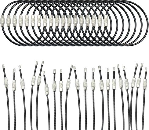 24 Pcs Durable Stainless Steel Cable Wire Key Chain - 1.5mm Thickness Key Rings for Travel, Luggage Tags, Outdoor Activities - 6 Inch Length for Easy Hanging and Security（Mix Color） in Saudi Arabia
