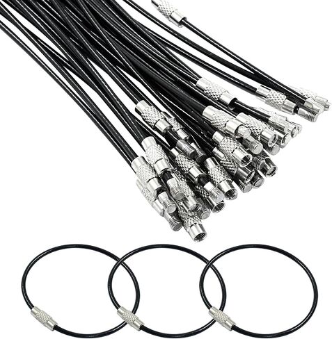 24 Pcs Durable Stainless Steel Cable Wire Key Chain - 1.5mm Thickness Key Rings for Travel, Luggage Tags, Outdoor Activities - 6 Inch Length for Easy Hanging and Security（Mix Color） in Saudi Arabia