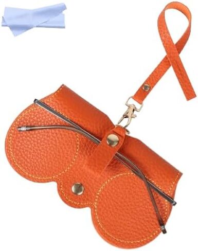 Chfory Soft Leather Sunglasses Bag, Portable Leather Glasses Case Holder Sunglasses Pouch, glasses Organizer Bag with Strap in Saudi Arabia