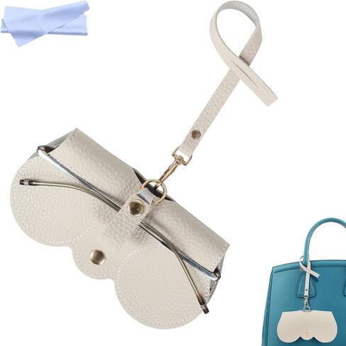 Chfory Soft Leather Sunglasses Bag, Portable Leather Glasses Case Holder Sunglasses Pouch, glasses Organizer Bag with Strap in Saudi Arabia