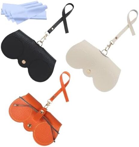 Chfory Soft Leather Sunglasses Bag, Portable Leather Glasses Case Holder Sunglasses Pouch, glasses Organizer Bag with Strap in Saudi Arabia