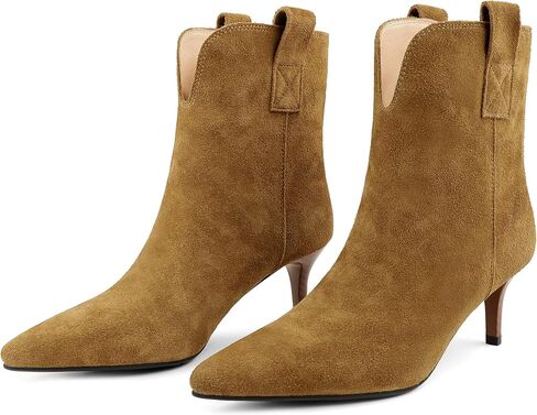Dance&Style Women's 2.36 Inches Kitten Heels Shoes Leather Suede Ankle Boots Retro Winter Boots in Kuwait