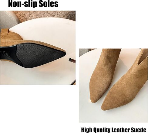 Dance&Style Women's 2.36 Inches Kitten Heels Shoes Leather Suede Ankle Boots Retro Winter Boots in Kuwait
