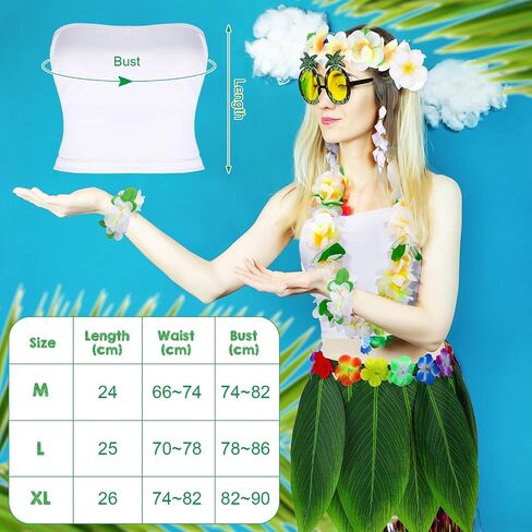 Hicarer 9 Pcs Hawaiian Costumes Accessories Women Luau Outfit Tropical Hula Grass Skirts for Luau Party Halloween Costumes in Saudi Arabia