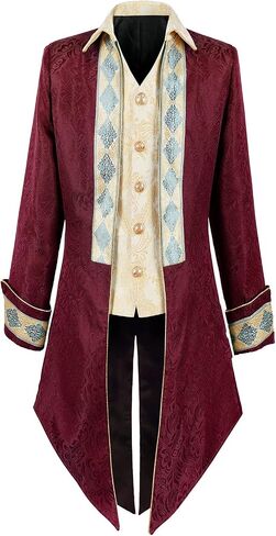 IWQBQ NUBYYA Men's Pirate costume Medieval Steampunk Tailcoat Gothic Retro Jacket Halloween costume in Kuwait