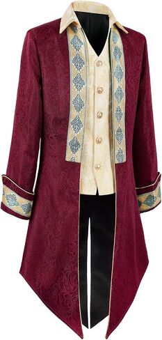 IWQBQ NUBYYA Men's Pirate costume Medieval Steampunk Tailcoat Gothic Retro Jacket Halloween costume in Kuwait