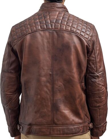 Cafe Racer Motorcycle Jacket Men - Real Lambskin Leather Jacket Mens in Saudi Arabia