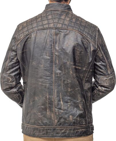 Cafe Racer Motorcycle Jacket Men - Real Lambskin Leather Jacket Mens in Saudi Arabia