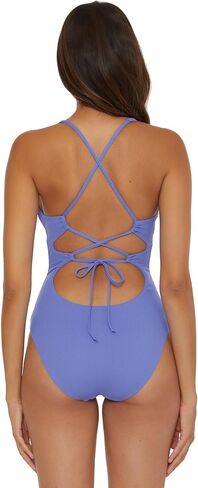 BECCA Women's Standard Modern Edge One Piece Swimsuit, Plunge Neck, Bathing Suits in Kuwait