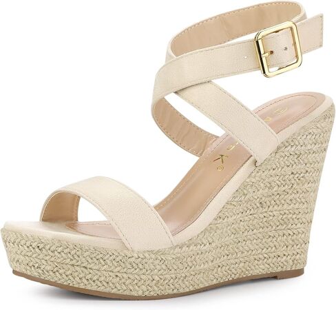Allegra K Women's Slingback Crisscross Espadrille Wedges Heel Sandals in Saudi Arabia