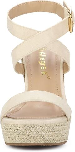 Allegra K Women's Slingback Crisscross Espadrille Wedges Heel Sandals in Saudi Arabia