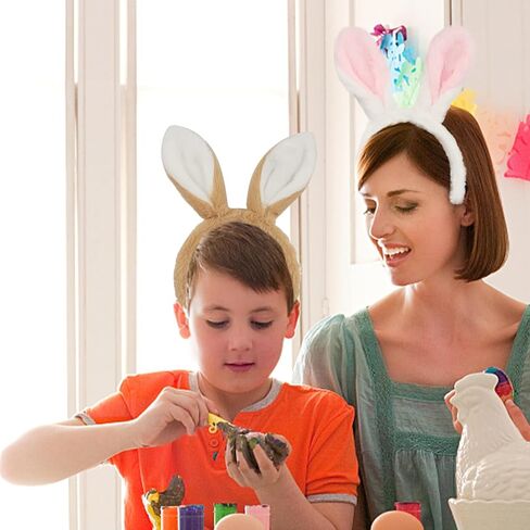 hhdatc قطعتان من عصابة رأس آذان الأرنب، إكسسوارات أزياء تنكرية من القطيفة لآذان أرنب عيد الفصح للأطفال والكبار in Kuwait