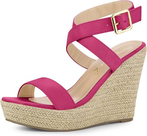 Allegra K Women's Slingback Crisscross Espadrille Wedges Heel Sandals in Saudi Arabia