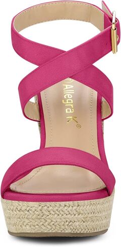 Allegra K Women's Slingback Crisscross Espadrille Wedges Heel Sandals in Saudi Arabia