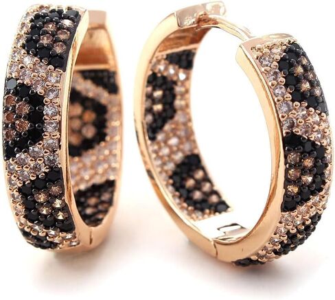 Z ZACHÉ Shinny Animal Leopard Print Earrings Cubic Zirconia Paving Gold Plated Women Hoop Earrings Statement Chunky Circle Huggie Earrings in Saudi Arabia