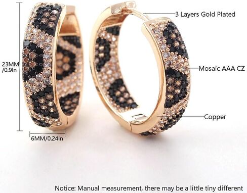 Z ZACHÉ Shinny Animal Leopard Print Earrings Cubic Zirconia Paving Gold Plated Women Hoop Earrings Statement Chunky Circle Huggie Earrings in Saudi Arabia