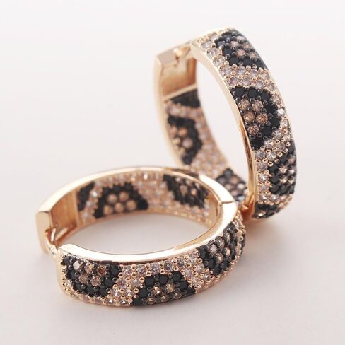 Z ZACHÉ Shinny Animal Leopard Print Earrings Cubic Zirconia Paving Gold Plated Women Hoop Earrings Statement Chunky Circle Huggie Earrings in Saudi Arabia