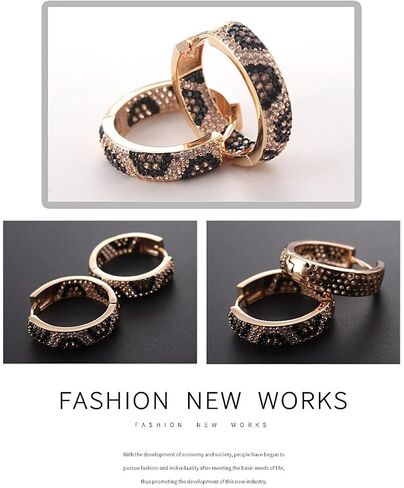 Z ZACHÉ Shinny Animal Leopard Print Earrings Cubic Zirconia Paving Gold Plated Women Hoop Earrings Statement Chunky Circle Huggie Earrings in Saudi Arabia