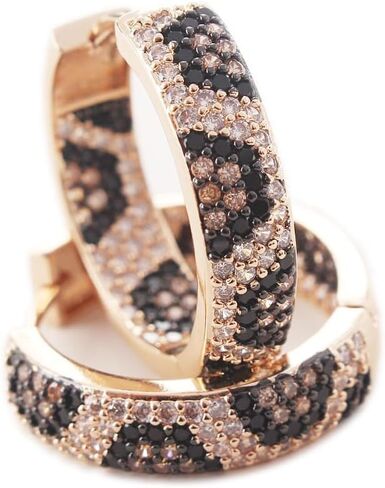 Z ZACHÉ Shinny Animal Leopard Print Earrings Cubic Zirconia Paving Gold Plated Women Hoop Earrings Statement Chunky Circle Huggie Earrings in Saudi Arabia