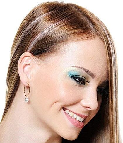 Galaxy Gold GG 14k Rose Gold Hoop Earrings with Cultured Pearls in Saudi Arabia