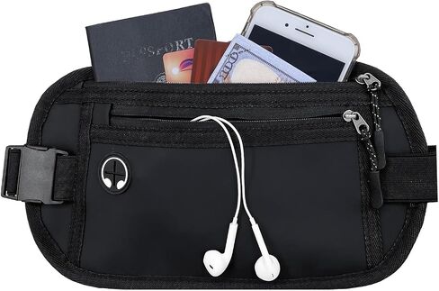 Hopsooken Travel Money Belt: Waist Pack for Running and Cycling, Rfid, Comfortable, Durable and Lightweight Hidden Travel Passport Wallets.(Newblack) in Saudi Arabia