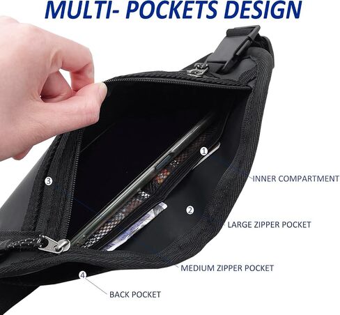 Hopsooken Travel Money Belt: Waist Pack for Running and Cycling, Rfid, Comfortable, Durable and Lightweight Hidden Travel Passport Wallets.(Newblack) in Saudi Arabia
