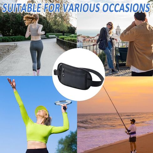 Hopsooken Travel Money Belt: Waist Pack for Running and Cycling, Rfid, Comfortable, Durable and Lightweight Hidden Travel Passport Wallets.(Newblack) in Saudi Arabia