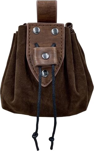 JAOYU Leather Drawstring Pouch Nordic Embossed Belt Bag Leather Belt Pouch Medieval Leather Pouch Coin Purse Renaissance Pouch Bag for Men Women in Kuwait