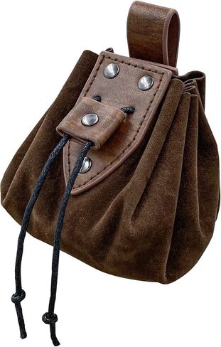 JAOYU Leather Drawstring Pouch Nordic Embossed Belt Bag Leather Belt Pouch Medieval Leather Pouch Coin Purse Renaissance Pouch Bag for Men Women in Kuwait