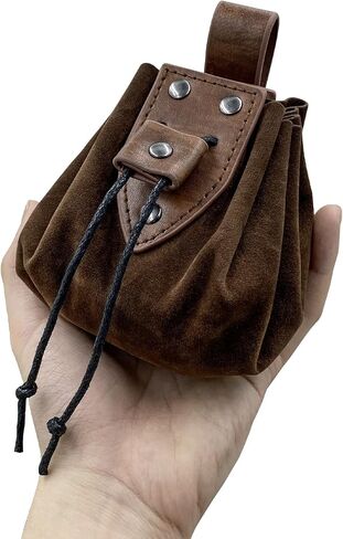 JAOYU Leather Drawstring Pouch Nordic Embossed Belt Bag Leather Belt Pouch Medieval Leather Pouch Coin Purse Renaissance Pouch Bag for Men Women in Kuwait