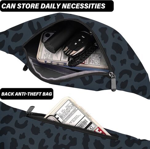 BHAHB Fanny Pack حزام حقيبة كروسبودي حقيبة بوم حقيبة الخصر مع 2 جيوب بسحاب للنساء حزمة الخصر للمشي لمسافات طويلة والجري والسفر وركوب الدراجات وعارضة الأزرق الأسود الأرجواني نمط الفهد الفهد in Kuwait